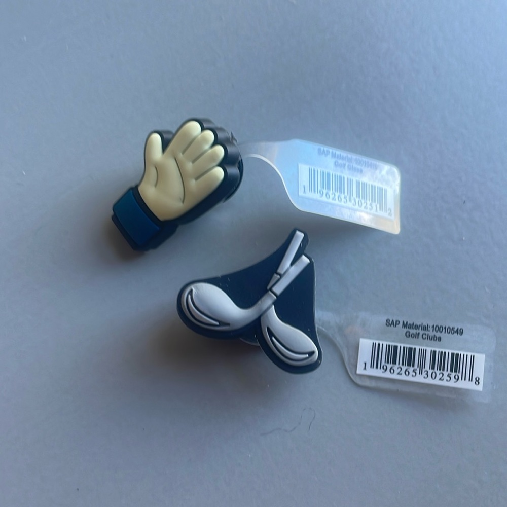 NWT Lot of 2 Crocs Jibbitz Golf Glove and Golf Clubs